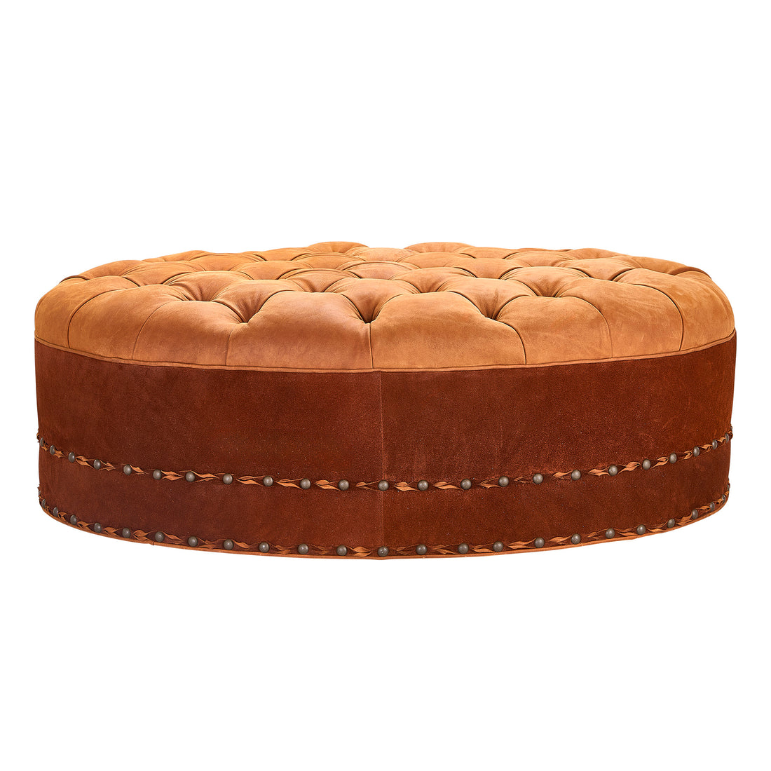 Red Rock Mountain Ottoman inspired by the American West, handcrafted in America by Old Hickory Tannery