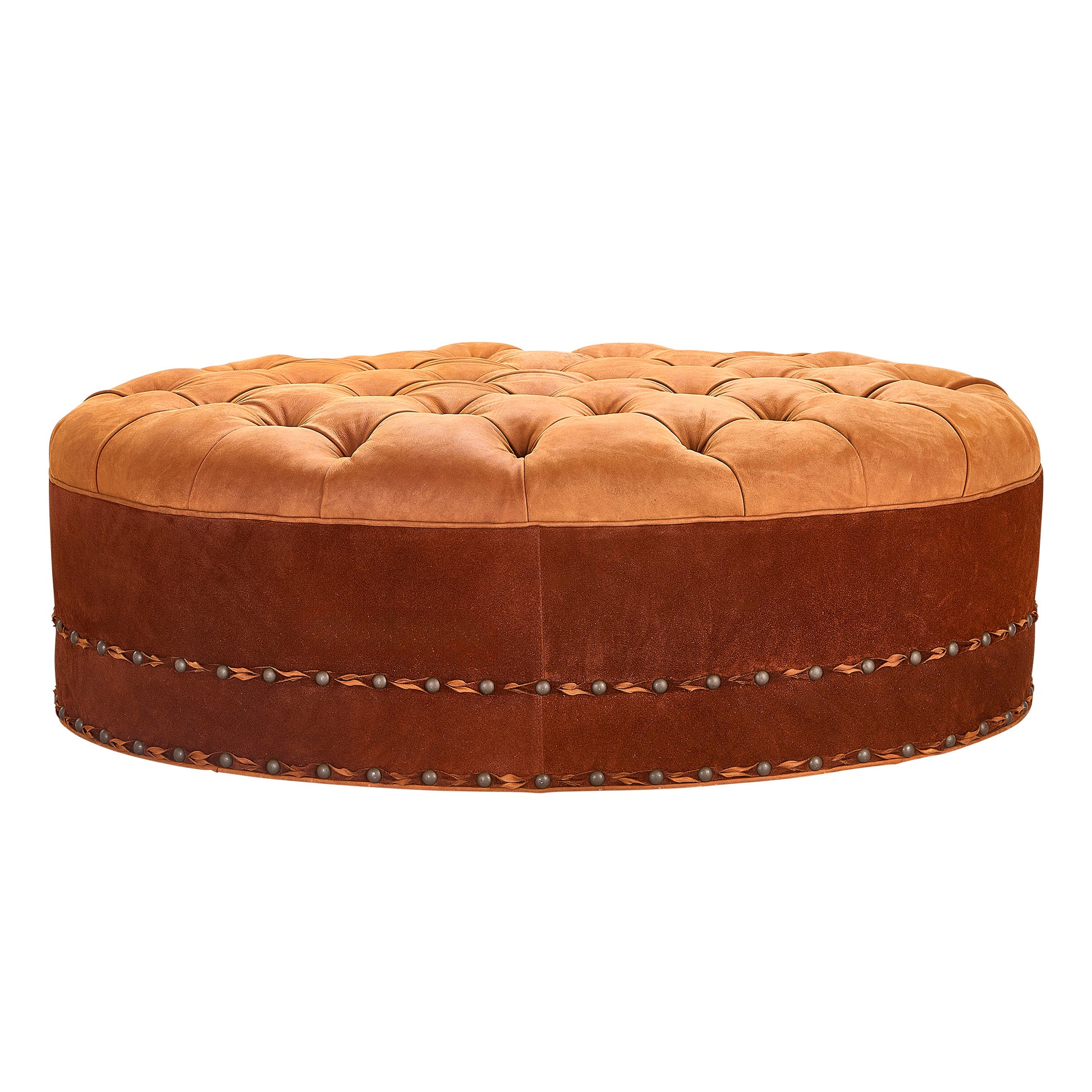 Red Rock Mountain Ottoman inspired by the American West, handcrafted in America by Old Hickory Tannery
