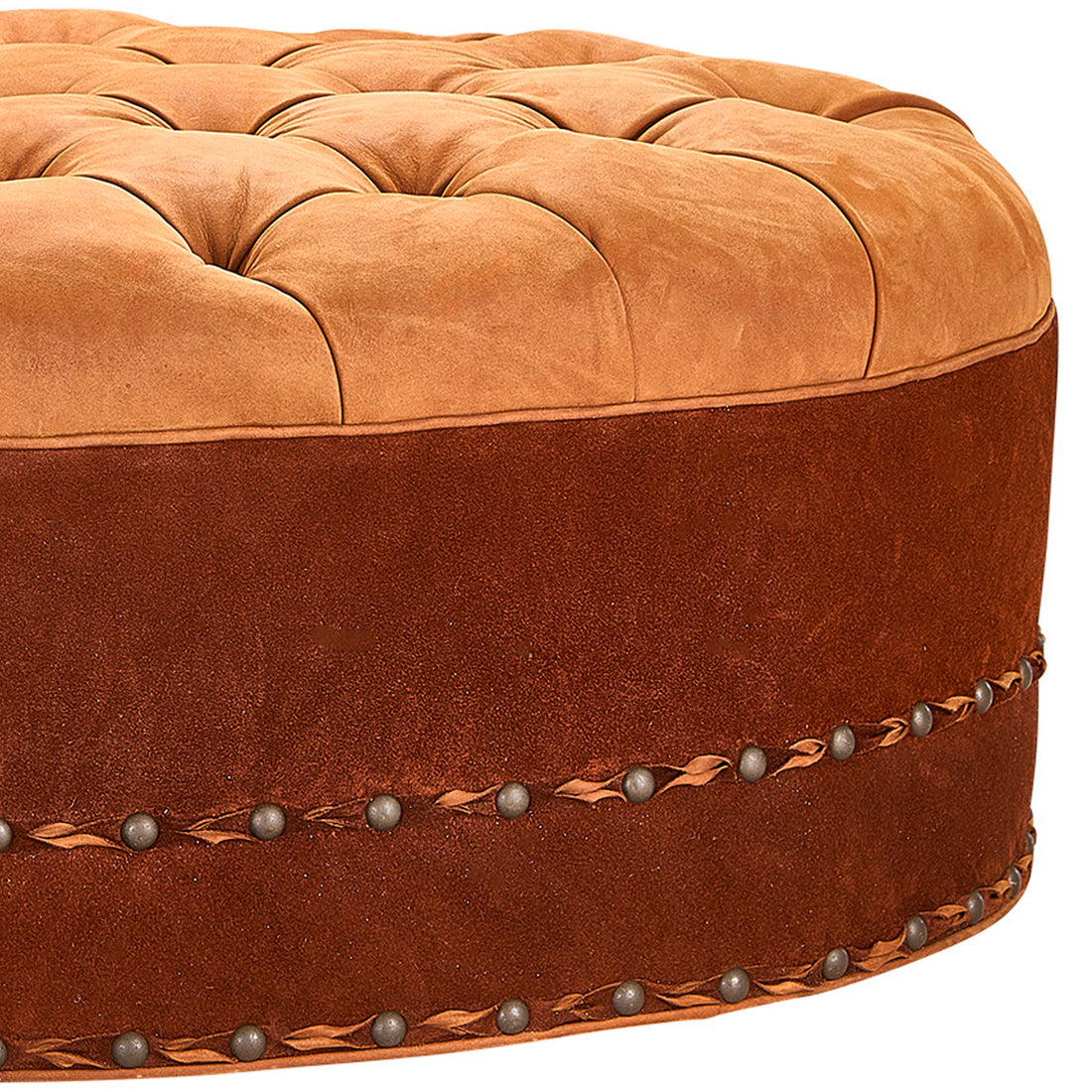 Red Rock Mountain Ottoman inspired by the American West, handcrafted in America by Old Hickory Tannery