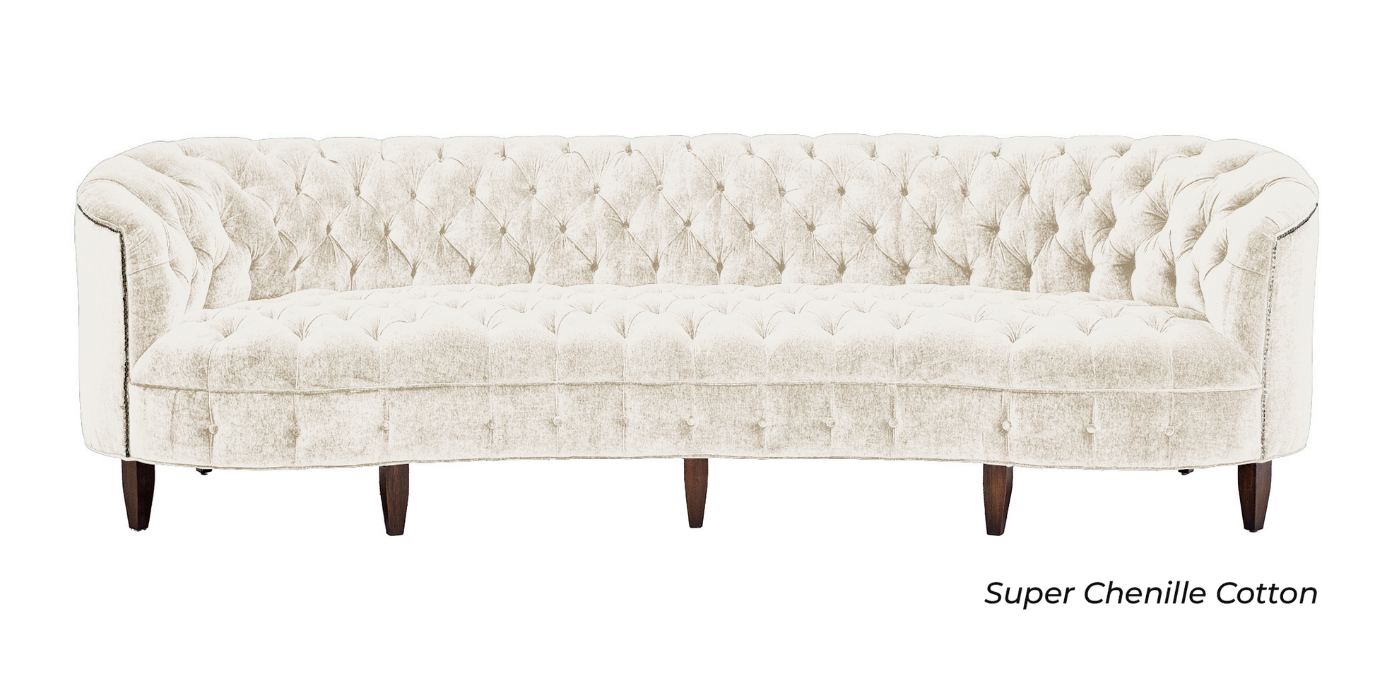 Valentina tufted chenille sofa in cotton, handcrafted in America by Old Hickory Tannery